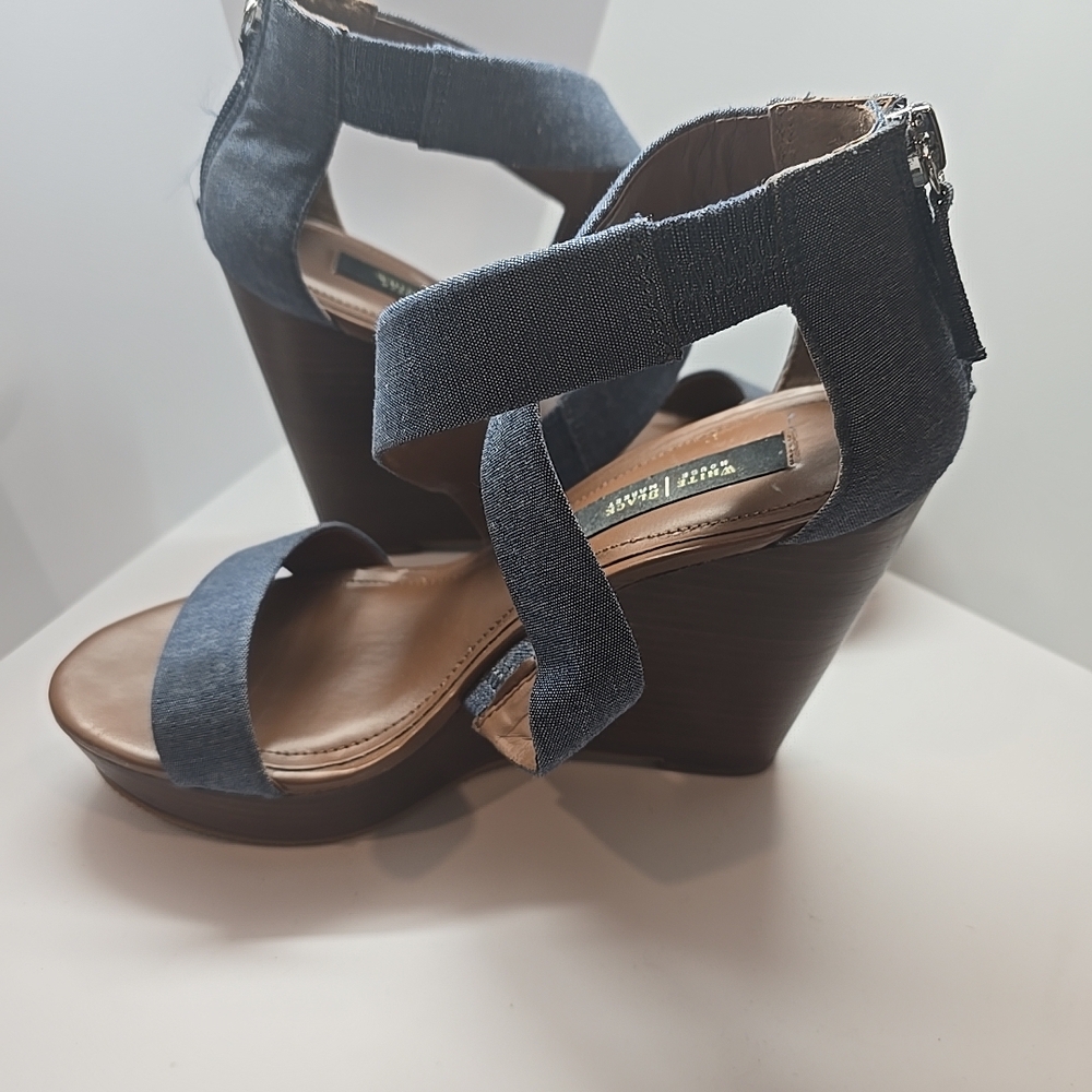 Blue Denim Wedge Sandals